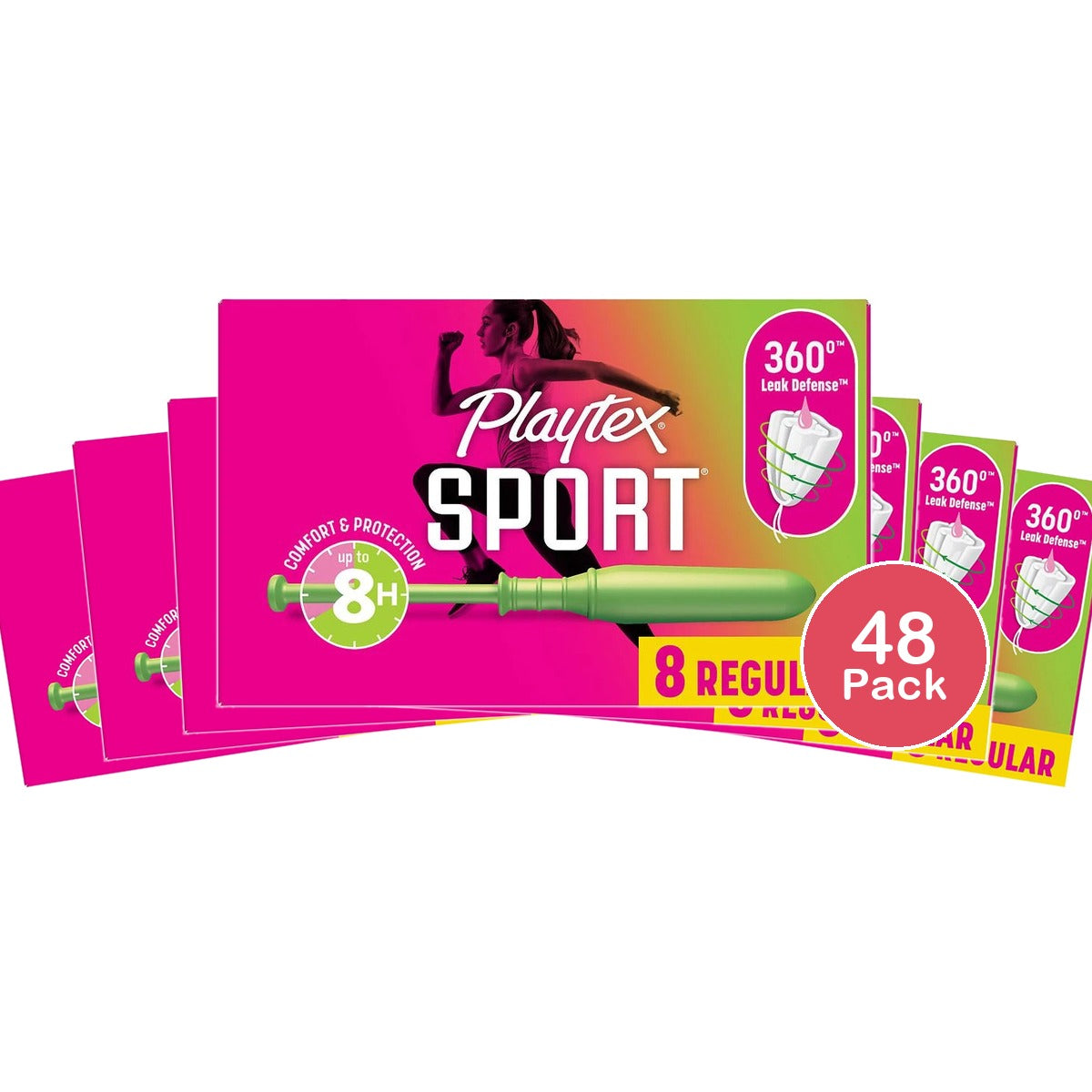 Playtex Sport Plastic Tampons Unscented, Regular - 8.0 ea (Pack of 48)