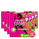 Playtex Sport Tampons Super Abosrbency Unscented18 Ea 5.1oz (Pack of 12)