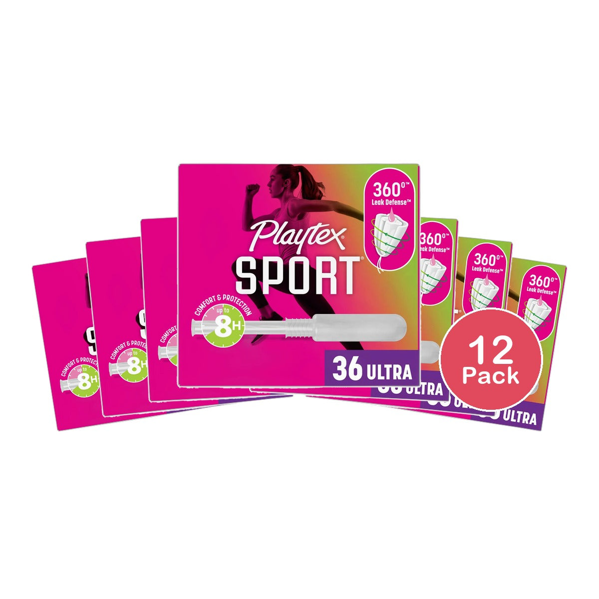 Playtex Sport Ultra Plastic Applicator Tampons Fragrance Free 10.88oz (Pack of 12)