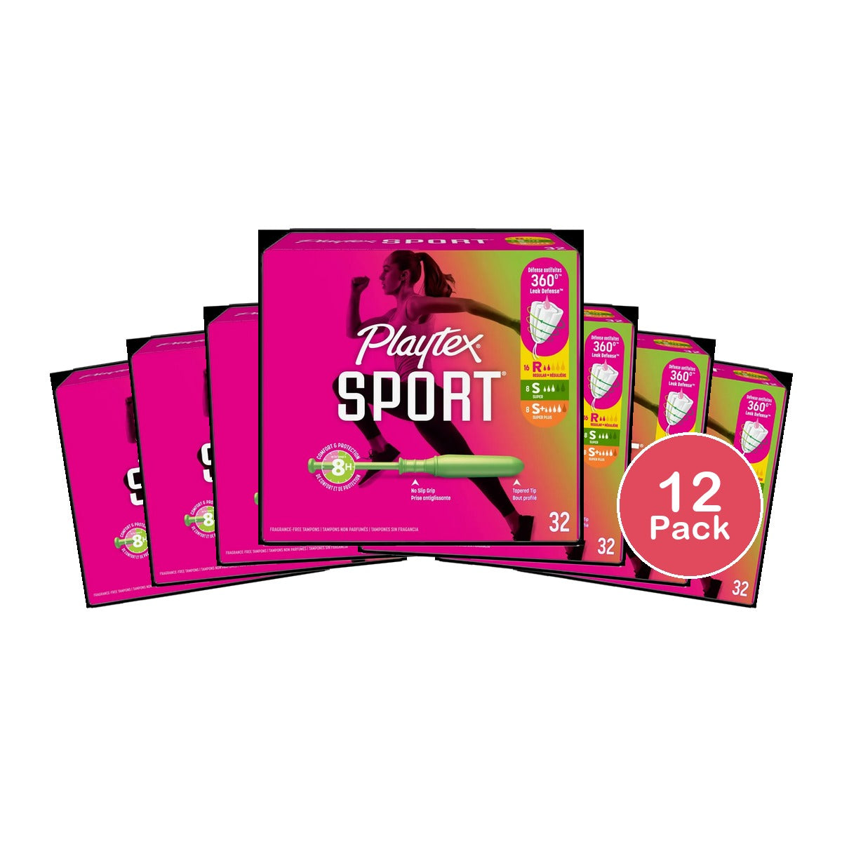 Playtex Super Plus Sport Tampons Regular Super Plus 32 Count 8.11oz (Pack of 12)