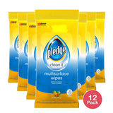Pledge Clean And Dust Multi Surface Wipes 11.85oz (Pack of 12)