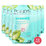 Ponds Vitamin Micellar Hydrate Facial Wipes Vitamin B3 And Aloe Vera 6.2oz (Pack of 12)