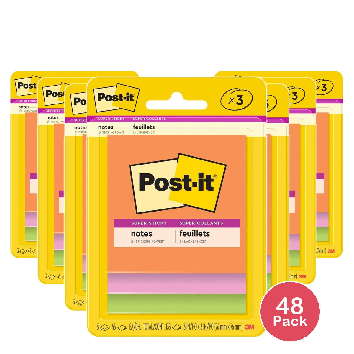 Post-it Super Sticky Notes 3 in x 3 in (Pack of 48)