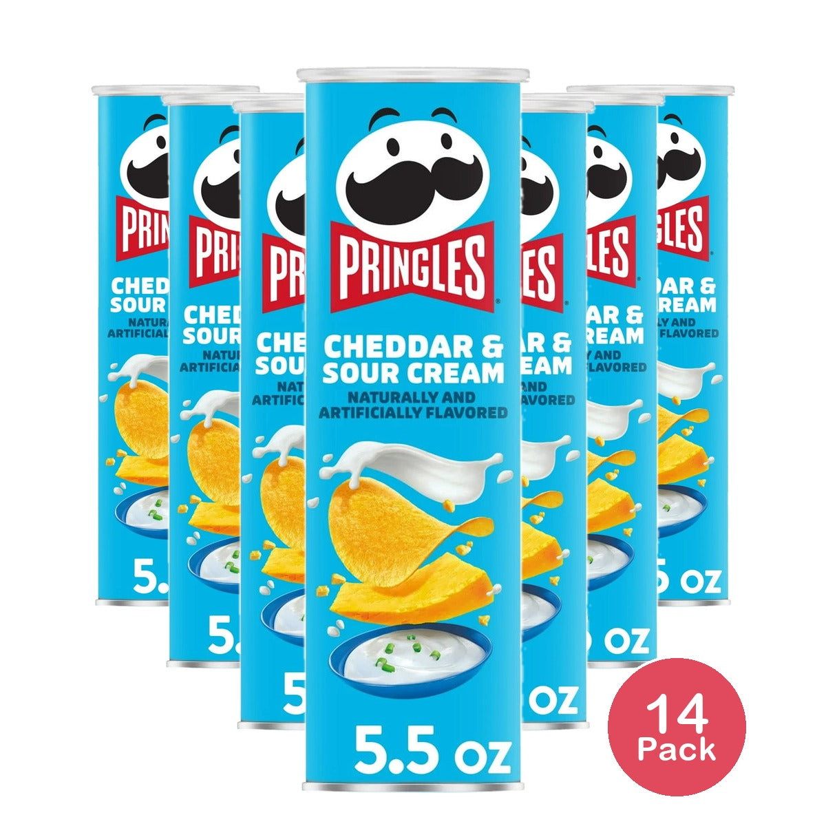 Pringles Cheddar and Sour Cream Potato Crisps Chips Lunch Snacks 5.5 Oz (Pack of 14)