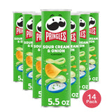 Pringles Sour Cream and Onion Potato Crisps Chips Lunch Snacks 5.5 Oz (Pack of 14)