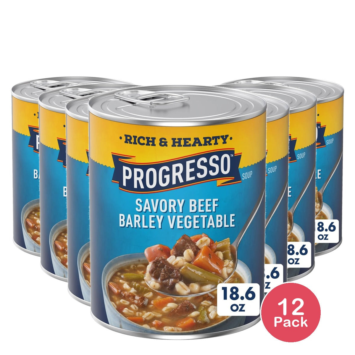 Progresso Rich & Hearty Savory Beef Barley Vegetable Soup 18.6 Oz (Pack of 12)