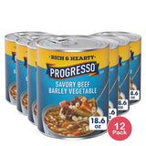 Progresso Rich & Hearty Savory Beef Barley Vegetable Soup 18.6 Oz (Pack of 12)