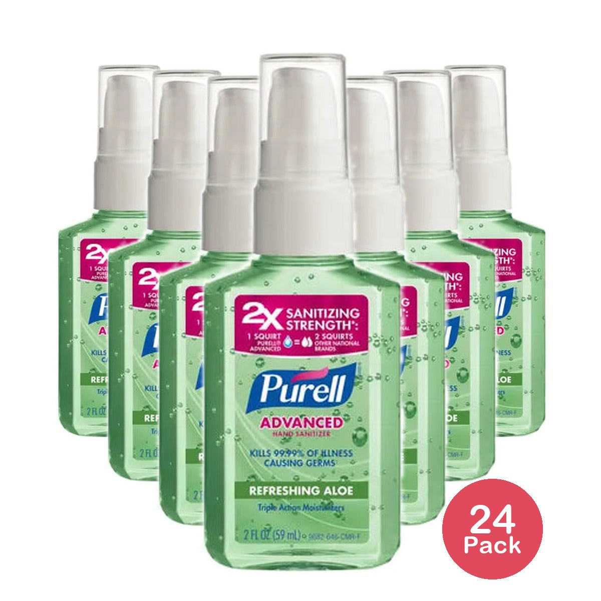 Purell Advanced Hand Sanitizer Refreshing Aloe Pump 2Oz (Pack of 24)