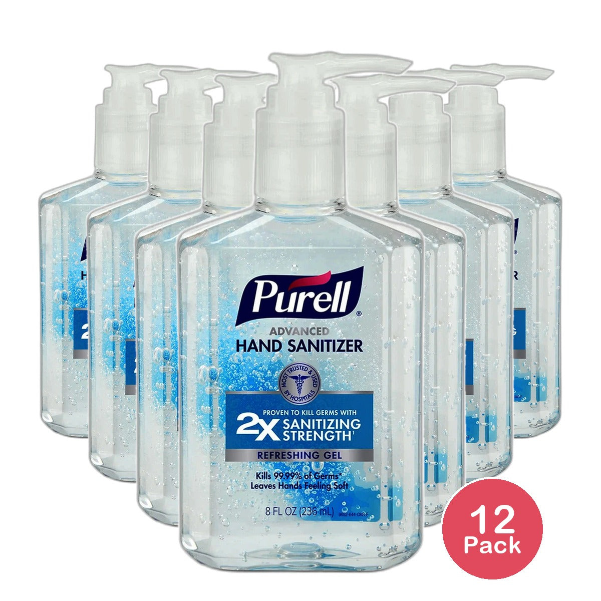 Purell Advanced Hand Sanitizer Refreshing Gel 8Oz (Pack of 12)