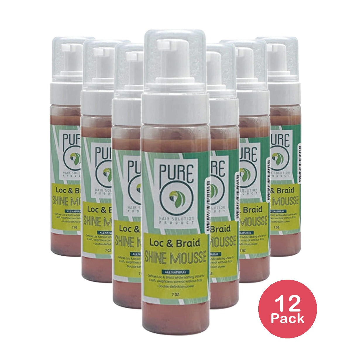 PureO Natural Loc & Braid Shine Mousse 7 Oz (Pack of 12)