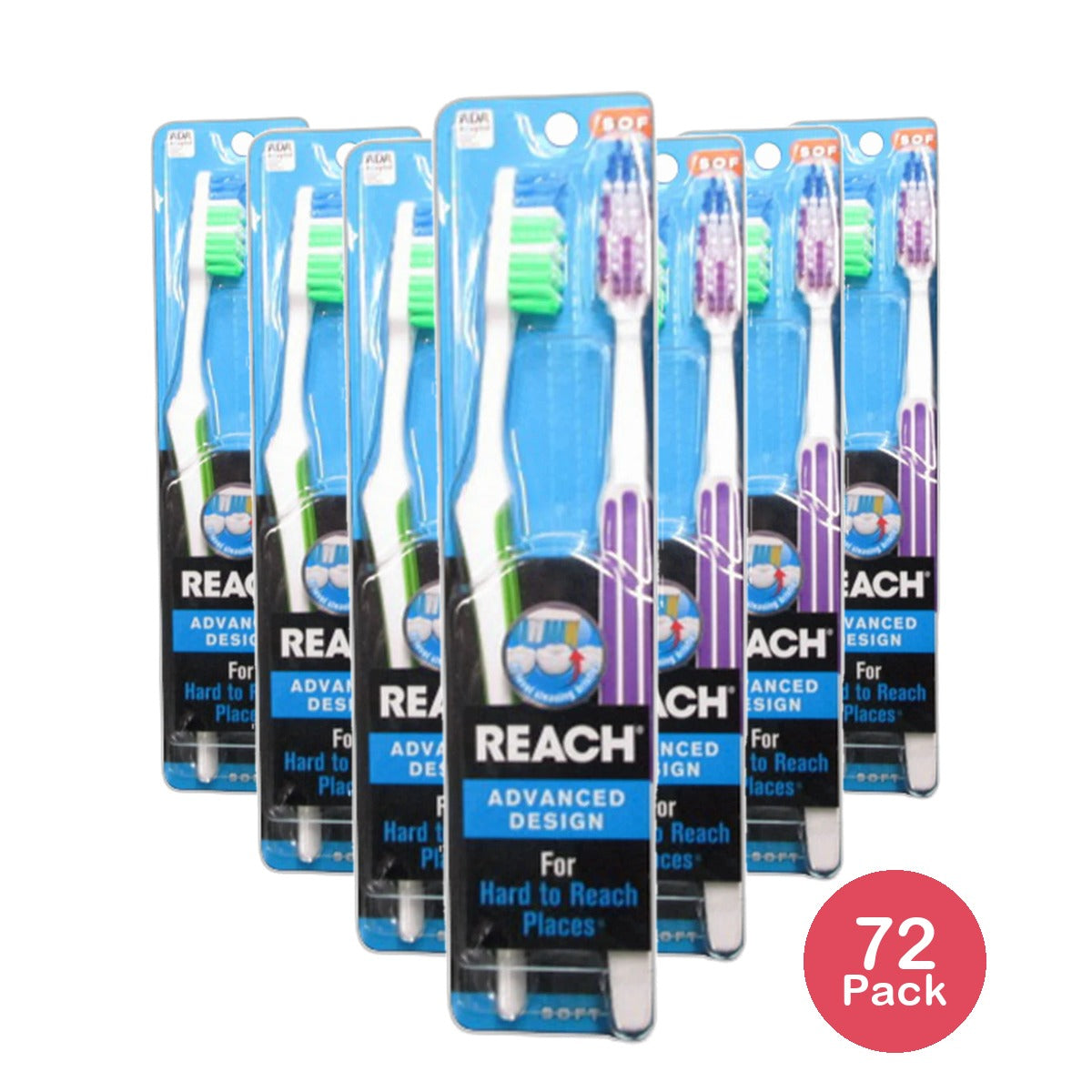 Reach Advanced Design Full Head Toothbrush Soft2 Ea 1.44Oz(Pack of 72)