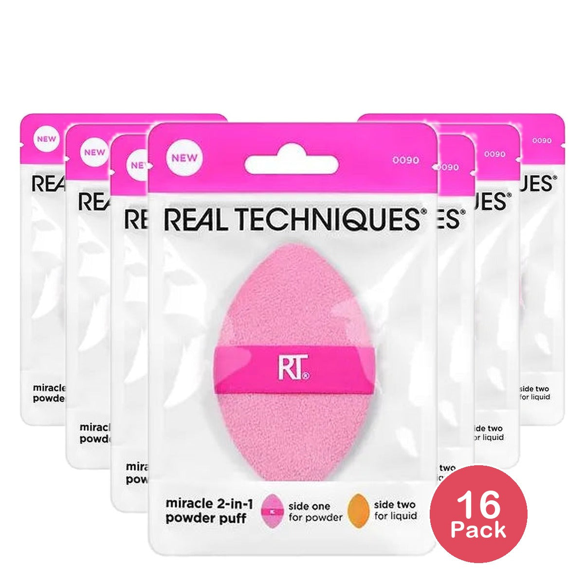 Real Techniques Miracle 2-In-1 Powder Puff 1 Ct (Pack of 16)