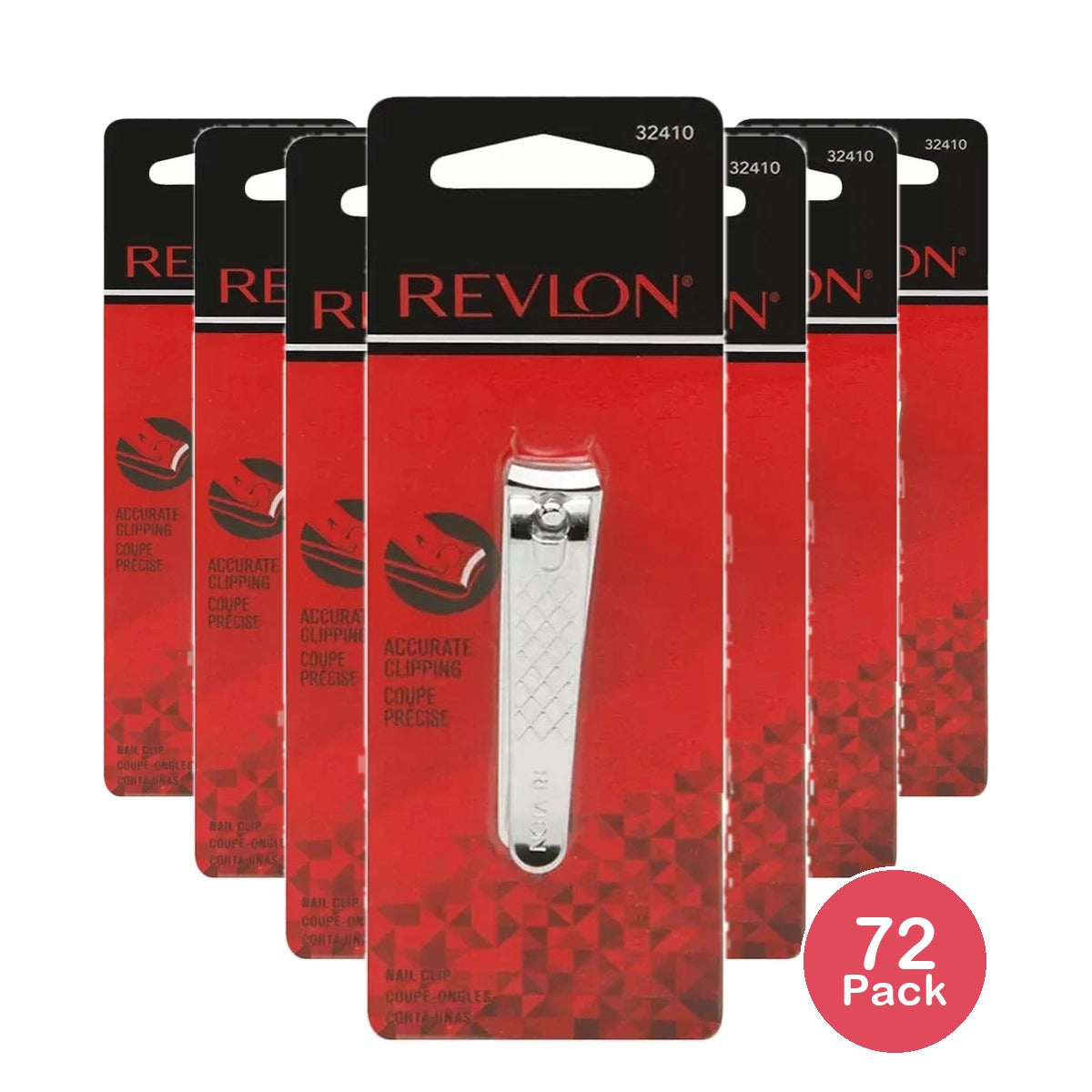 Revlon Accurate Clipping Stainless Steel Fingernail Clipper Silver 1 Count (Pack of 72)