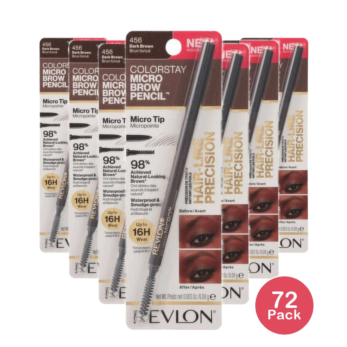 Revlon Colorstay Micro Brow Pencil - Dark Brown - 0.03 Oz (Pack Of 72)