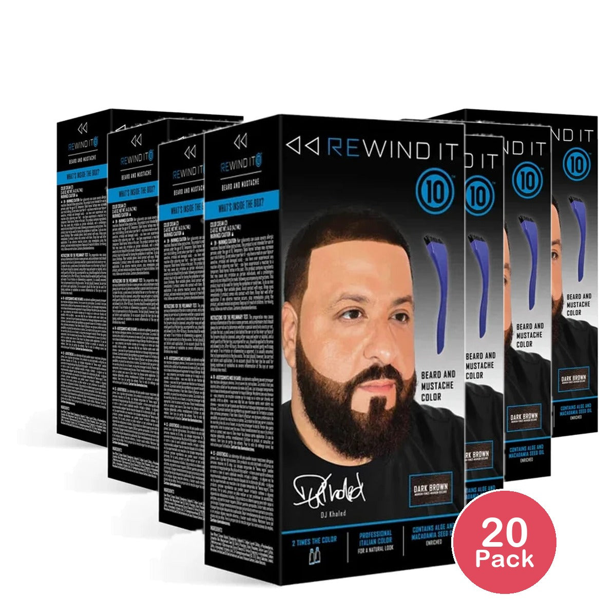 REWIND IT 10 Dark Brown Beard and Mustache Color nan (Pack of 20)