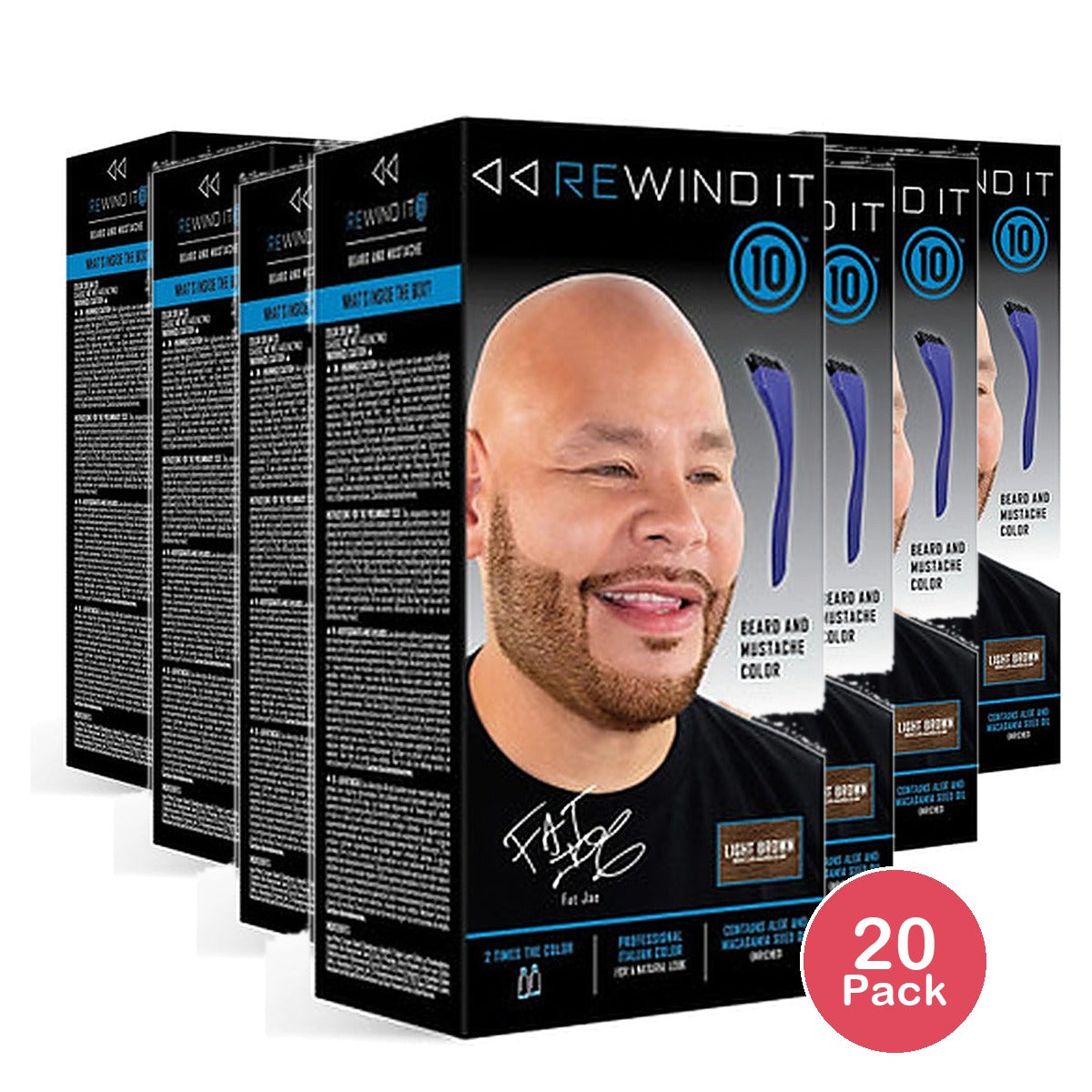 Rewind It 10 Light Brown Beard & Mustache Color (Pack of 20)