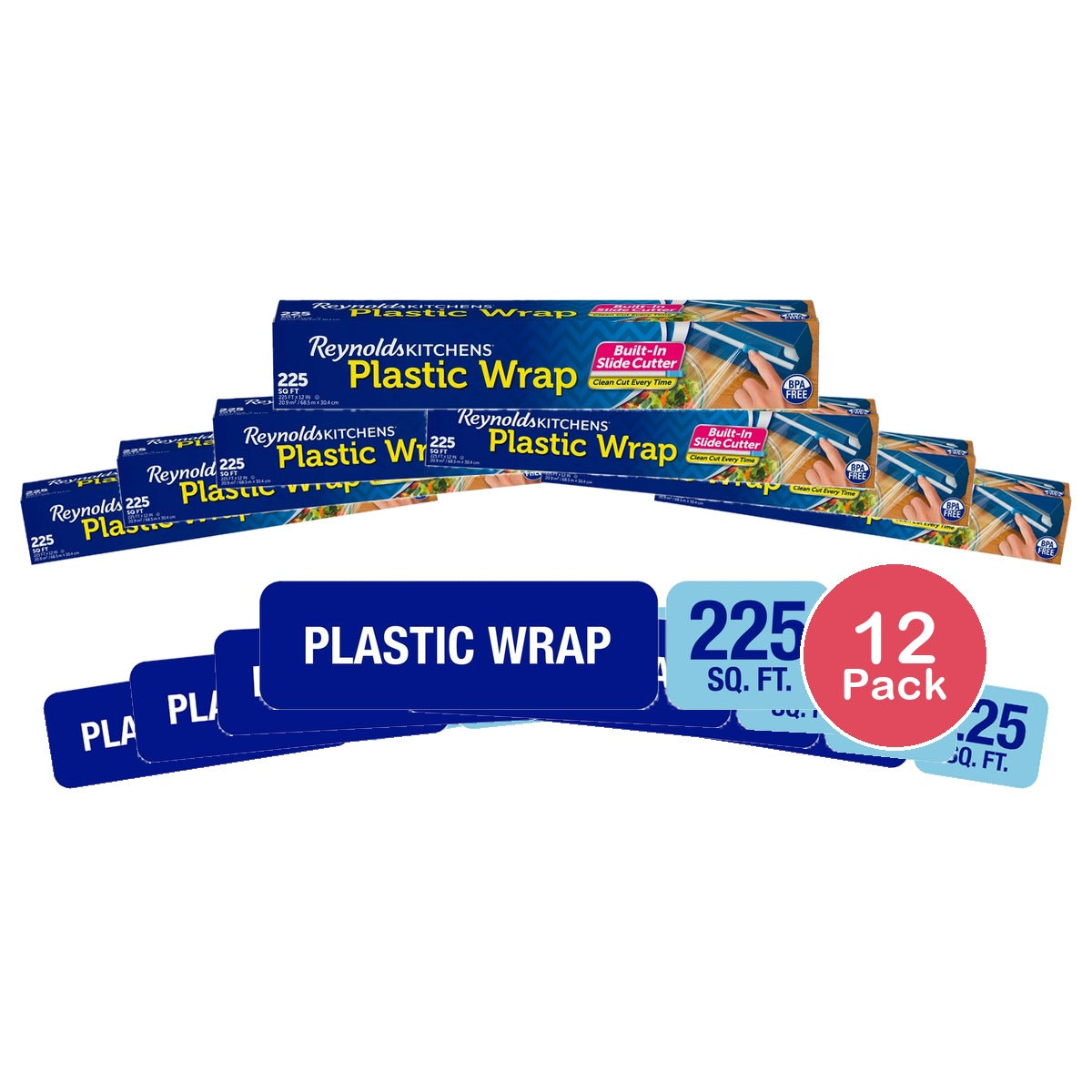 Reynolds Kitchens Quick Cut Plastic Wrap 225 Square Feet (Pack of 12)