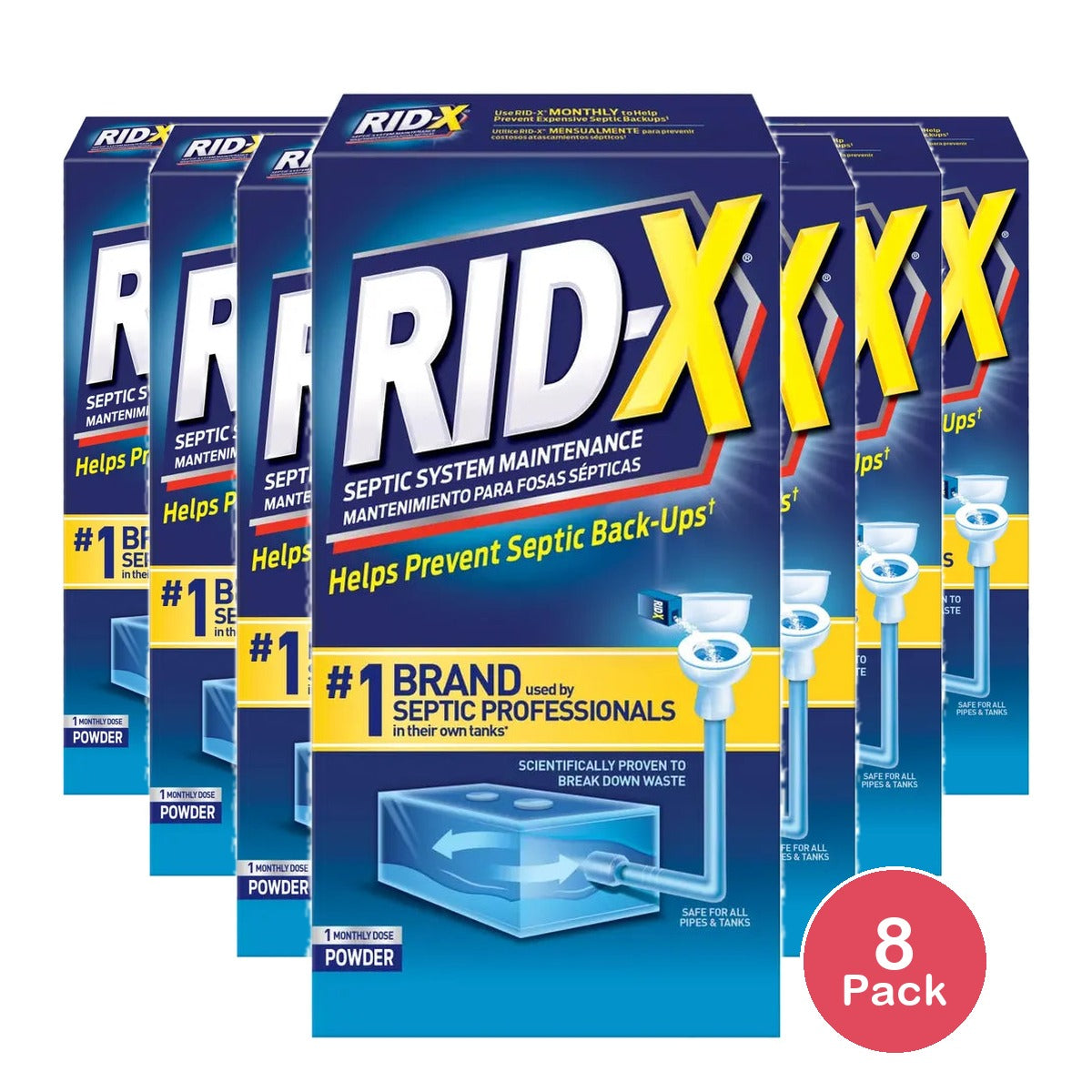 Rid-X Septic Tank System Treatment Powder9.8Oz (Pack of 12)
