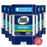 Right Guard Sport Antiperspirant Deodorant Gel Fresh Scent 3Oz (Pack of 12)