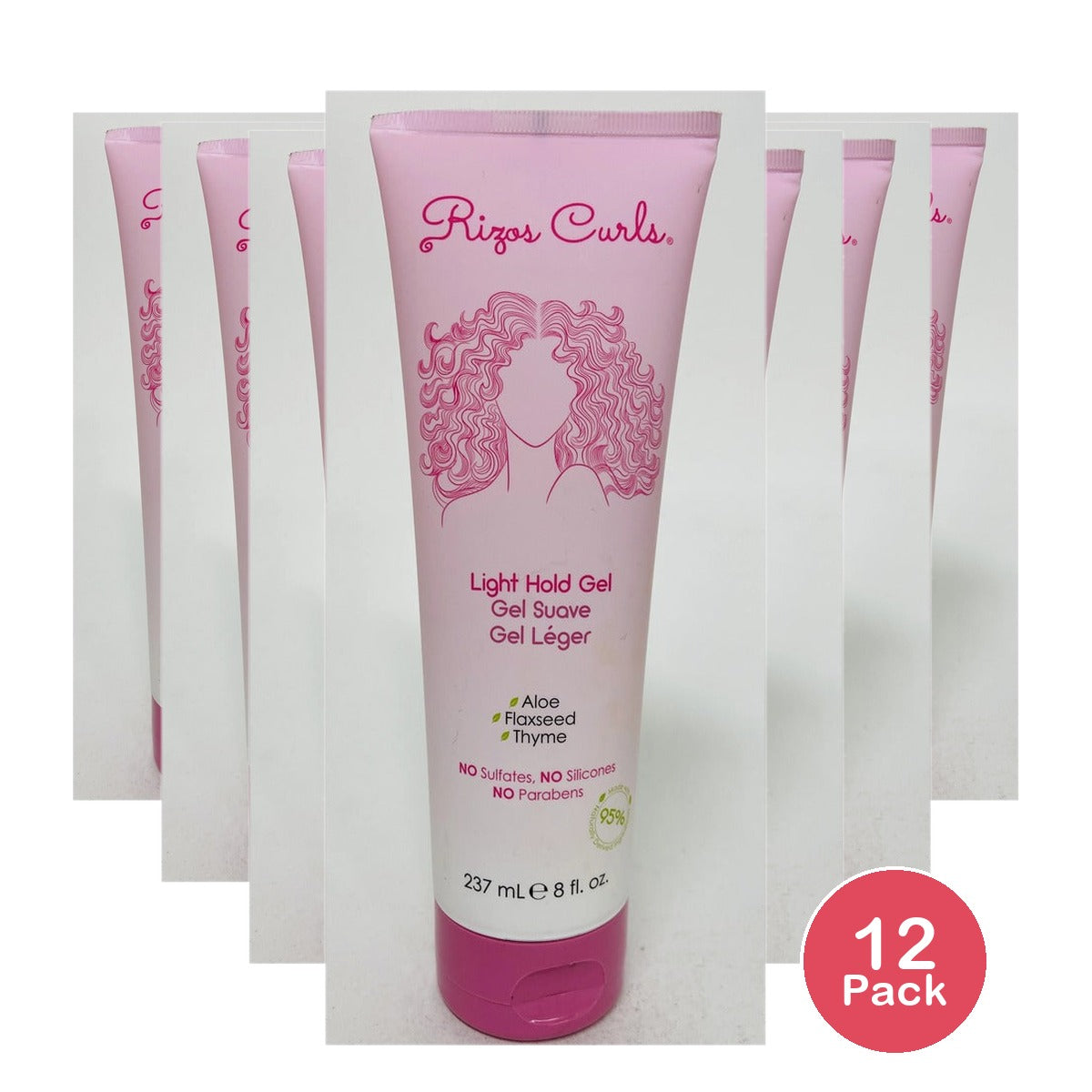 Rizos Curls Light Hold Gel 8 Fl Oz (Pack of 12)