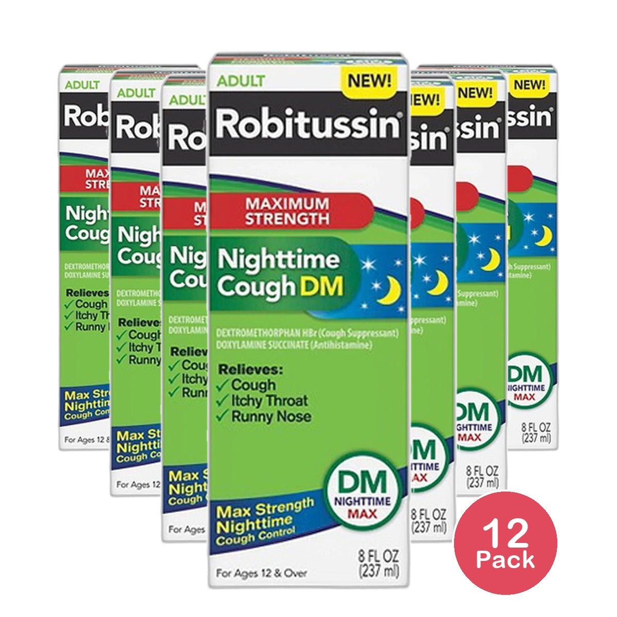 Robitussin Maximum Strength Nighttime Cough DM 8Oz (Pack of 12)
