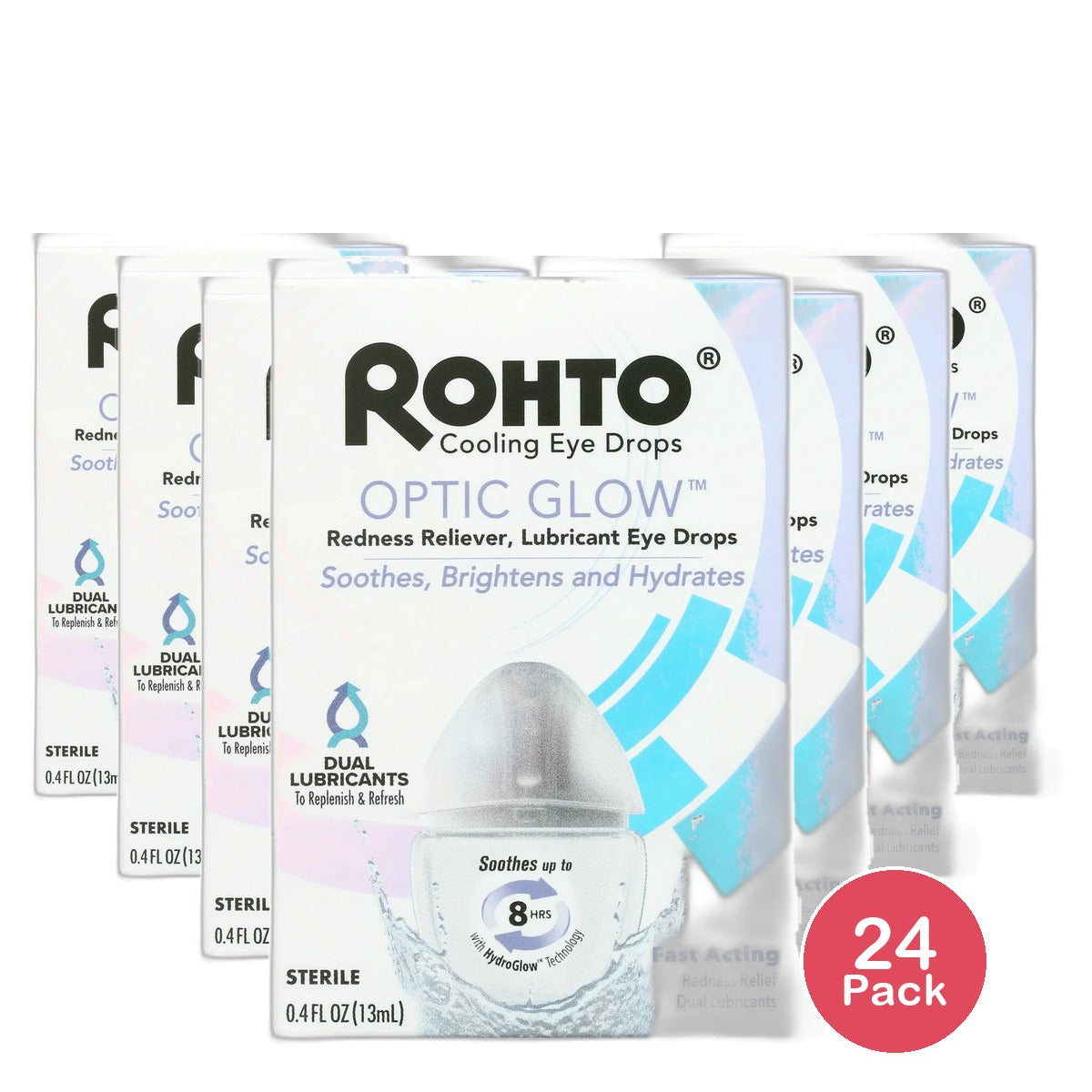 Rohto Optic Glow Redness Reliever Cooling Eye Drops 13 Ml 0.4Oz (Pack Of 24)