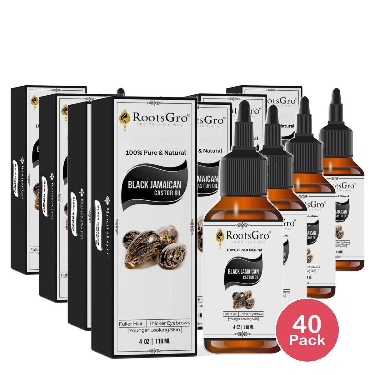 RootsGro Jamaican Black Castor Oil 4 Oz (Pack of 40)