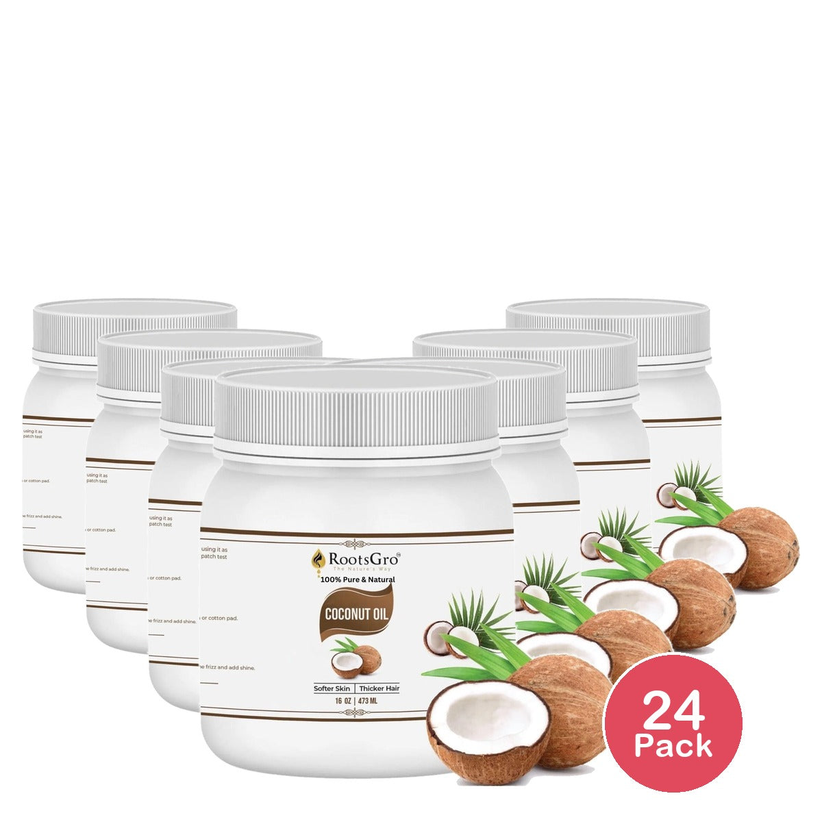 RootsGro Organic Coconut Oil 16 Oz (Pack of 24)