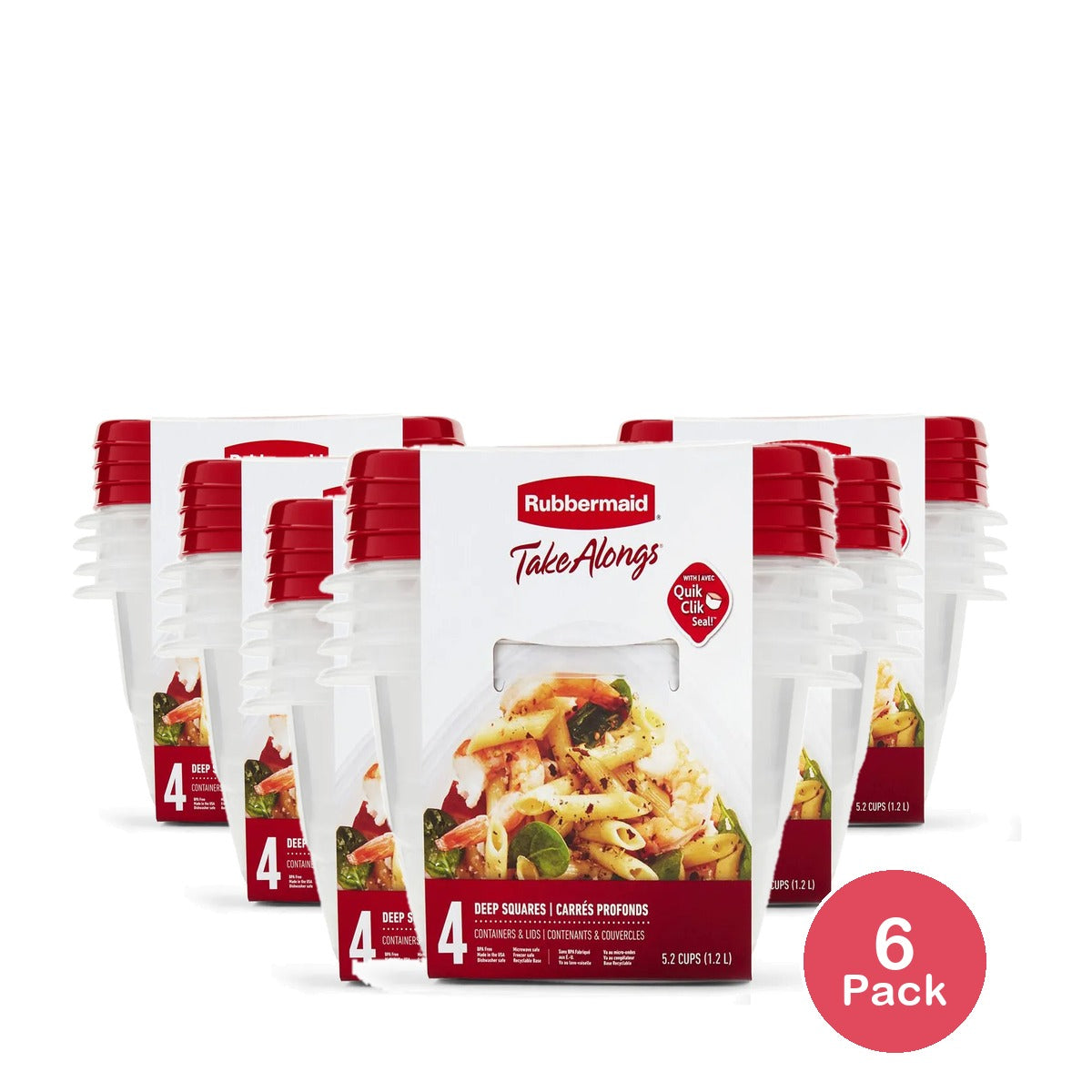 Rubbermaid TakeAlongs Square Containers 4 Count 7.05oz (Pack of 6)