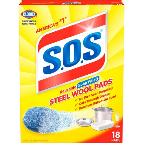 Clorox S.O.S Steel Wool Soap Reusable Pads 8oz (Pack of 12)