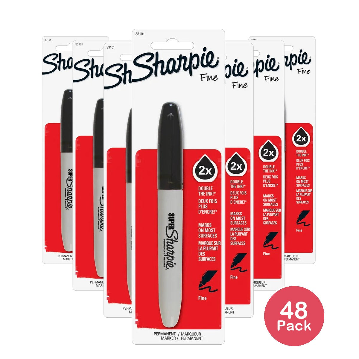 Sanford Sharpie Permanent Black Marker Fine Tip1 Ea 8.6oz (Pack of 48)