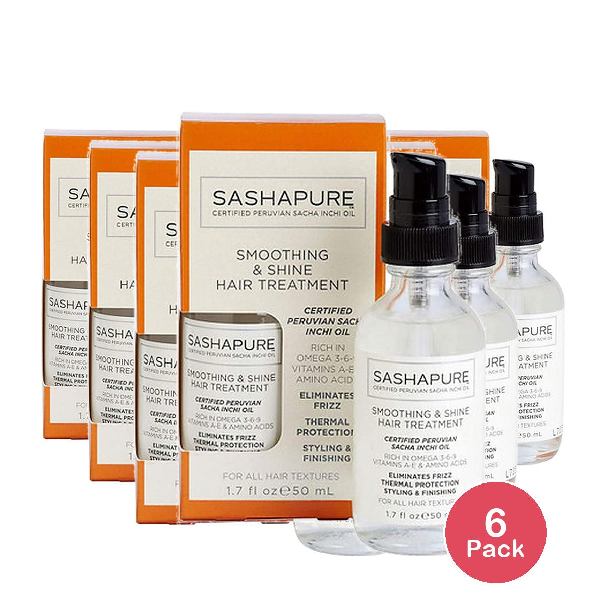 Sashapure Smoothing & Shine Hair Treatment 1.7 Oz (Pack of 6)