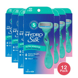 Schick Hydro Silk Sensitive Skin Razor for Women with 2 Moisturizing Razor Blade (Pack of 12)