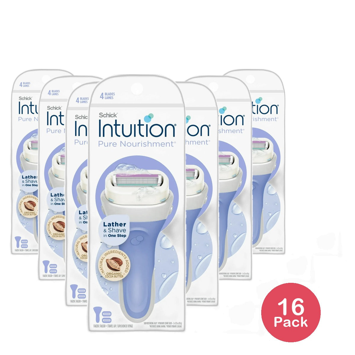 Schick Intuition Razor Pure Nourishment With Coconut Milk And Almond Oil 4.96oz (Pack of 16)
