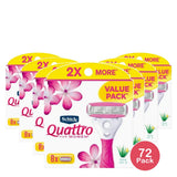 Schick Quattro Women's Razor 8 Count Refill 1.76oz (Pack of 72)