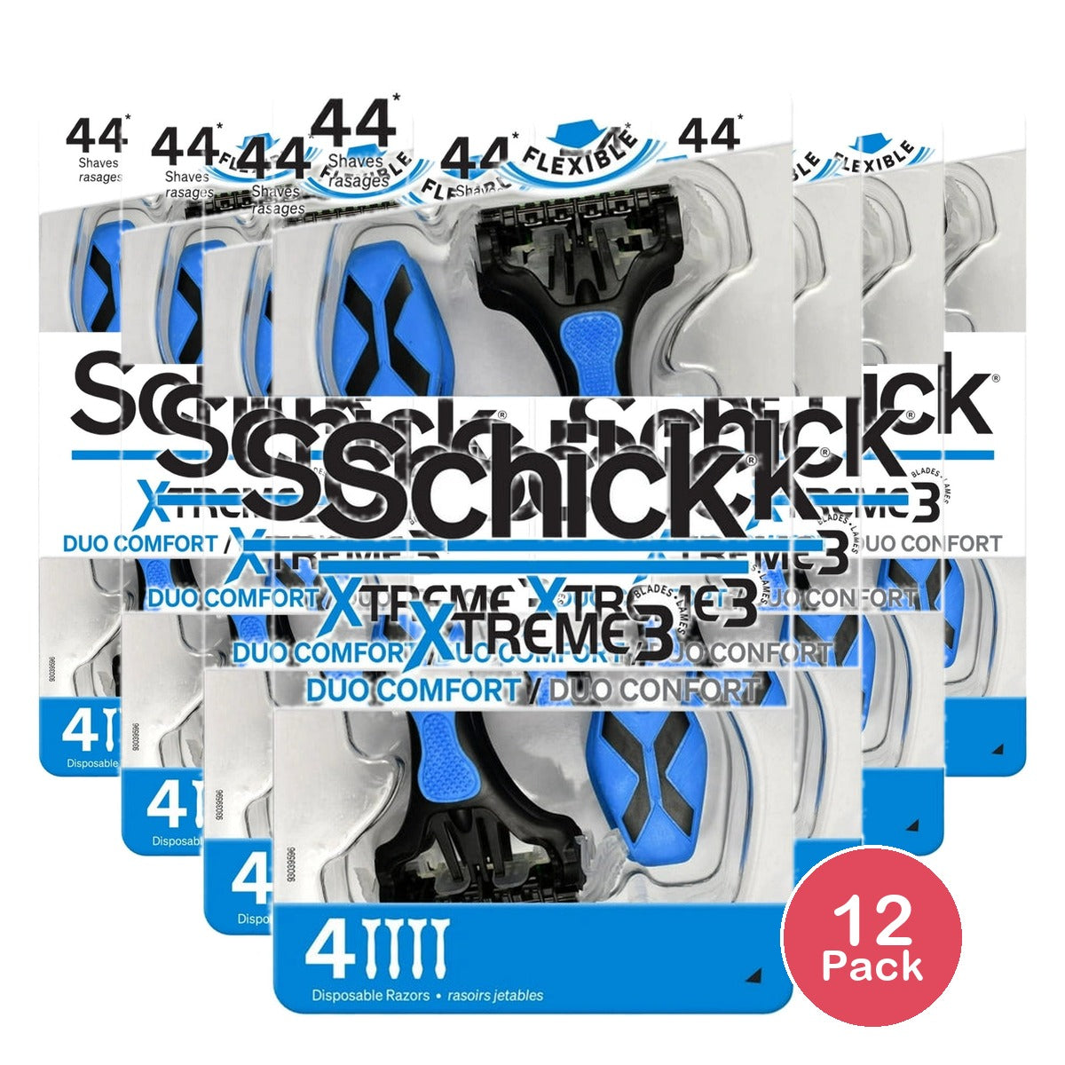 Schick Xtreme Duo Comfort 3-Blade Disposable Razors (Pack of 12)