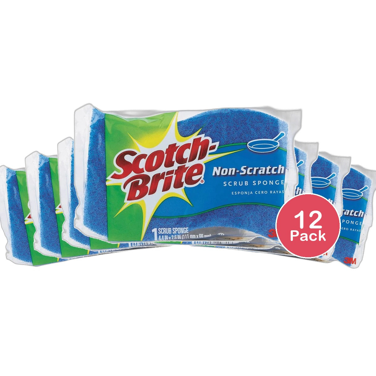Scotch Brite Non Scratch Scrub Sponge 6.5Oz (Pack of 12)