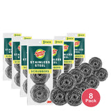 Scotch-Brite Stainless Steel Scrubbing Pads 1 Pack (Pack of 8)