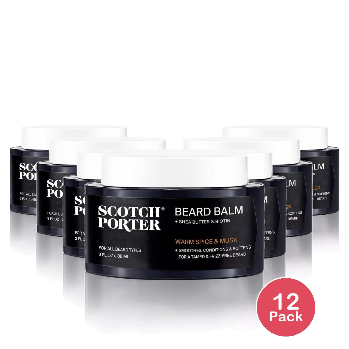 Scotch Porter Shea Butter & Biotin Conditioning Beard Balm – 3 fl oz (Pack of 12)