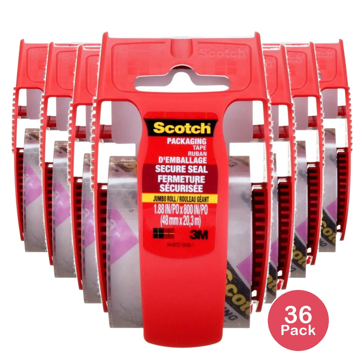 Scotch Secure Seal Packing Tape Ultra Clear 1.88 in x 800 in (Pack of 36)
