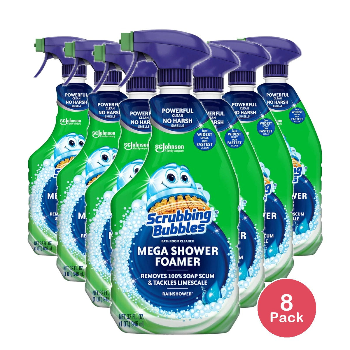 Scrubbing Bubbles Bathroom Mega Shower Foamer Spray Rainshower 32 fl oz (Pack of 8)