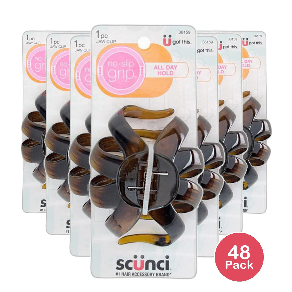 Scunchi Large No-Slip Grip Octo-Jaw Claw Clip Plastic Assorted 1.8Oz (Pack of 48)