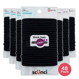 Scunci Effortless Beauty Thick Hair No-damage Black Elastics 5mm 0.8Oz (Pack of 48)