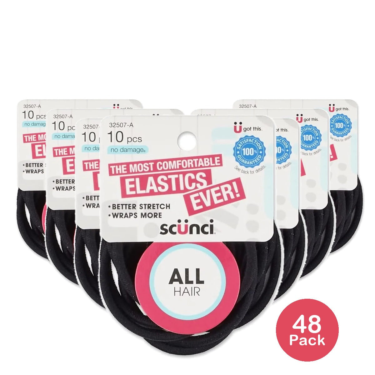 Scunci Nylon Elastics All Hairbands 1.38Oz (Pack of 48)
