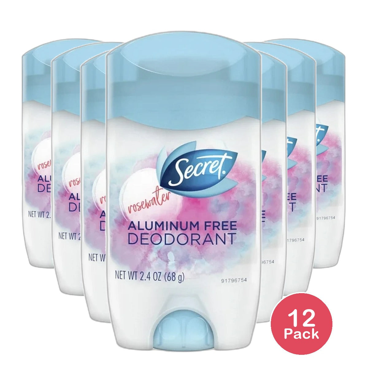 Secret Aluminum Free Deodorant for Women Coconut 2.4Oz (Pack of 12)