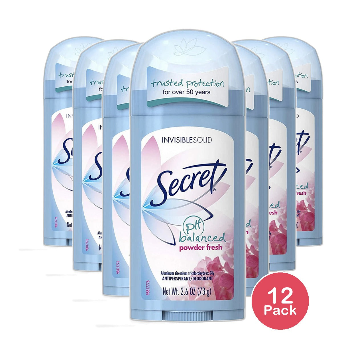 Secret Antiperspirant and Deodorant Invisible Solid Powder Fresh 2.6Oz (Pack of 12)
