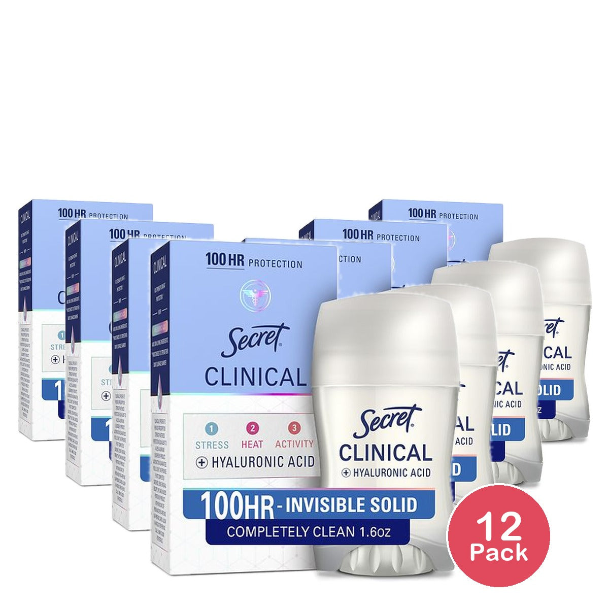 Secret Clinical Strength Antiperspirant and Deodorant for Women Invisible Solid (Pack of 12)
