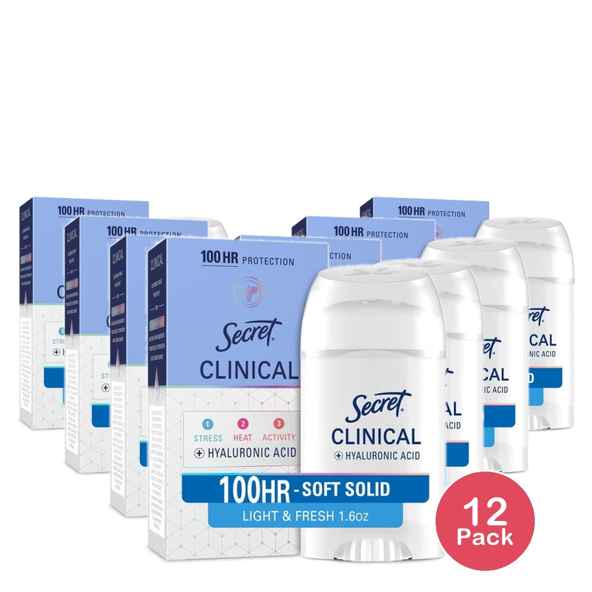 Secret Clinical Strength Light and Fresh Soft Solid Antiperspirant & Deodorant - (Pack of 12)