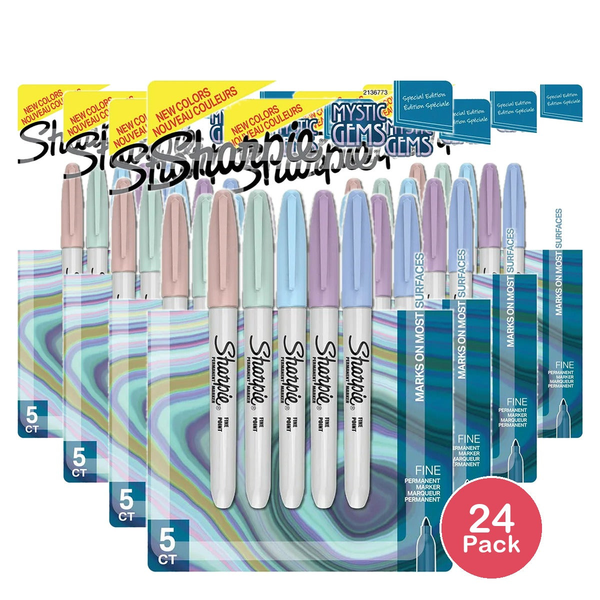 Sharpie Fine Permanent Marker Mystic Gems 1.8oz (Pack of 24)