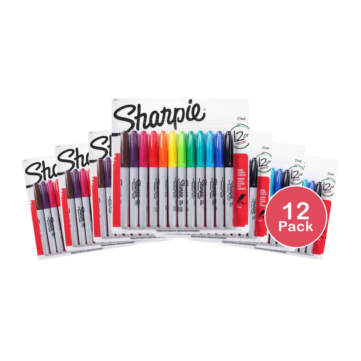 Sharpie Fine Point Permanent Markers 12/Pkg-Assorted Colors 4.8oz (Pac ...